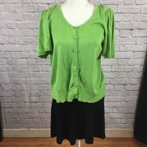 🌷 Notations spring Green Button Up Sweater Lg